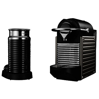 Nespresso Pixie Automatic Coffee Machine and Aeroccino by KRUPS Titanium